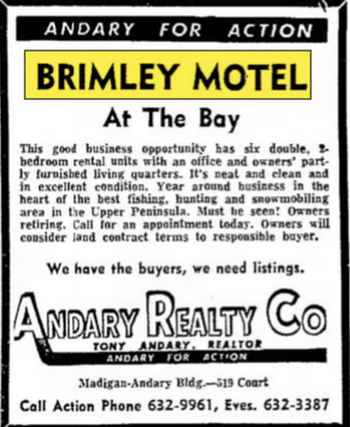 Brimley Motel Suites - Aug 27 1973 For Sale